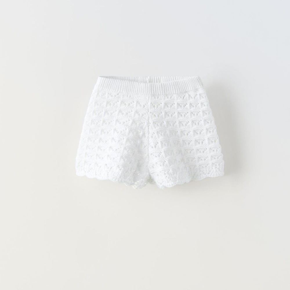 Zara girls white knit chrochet shorts 6